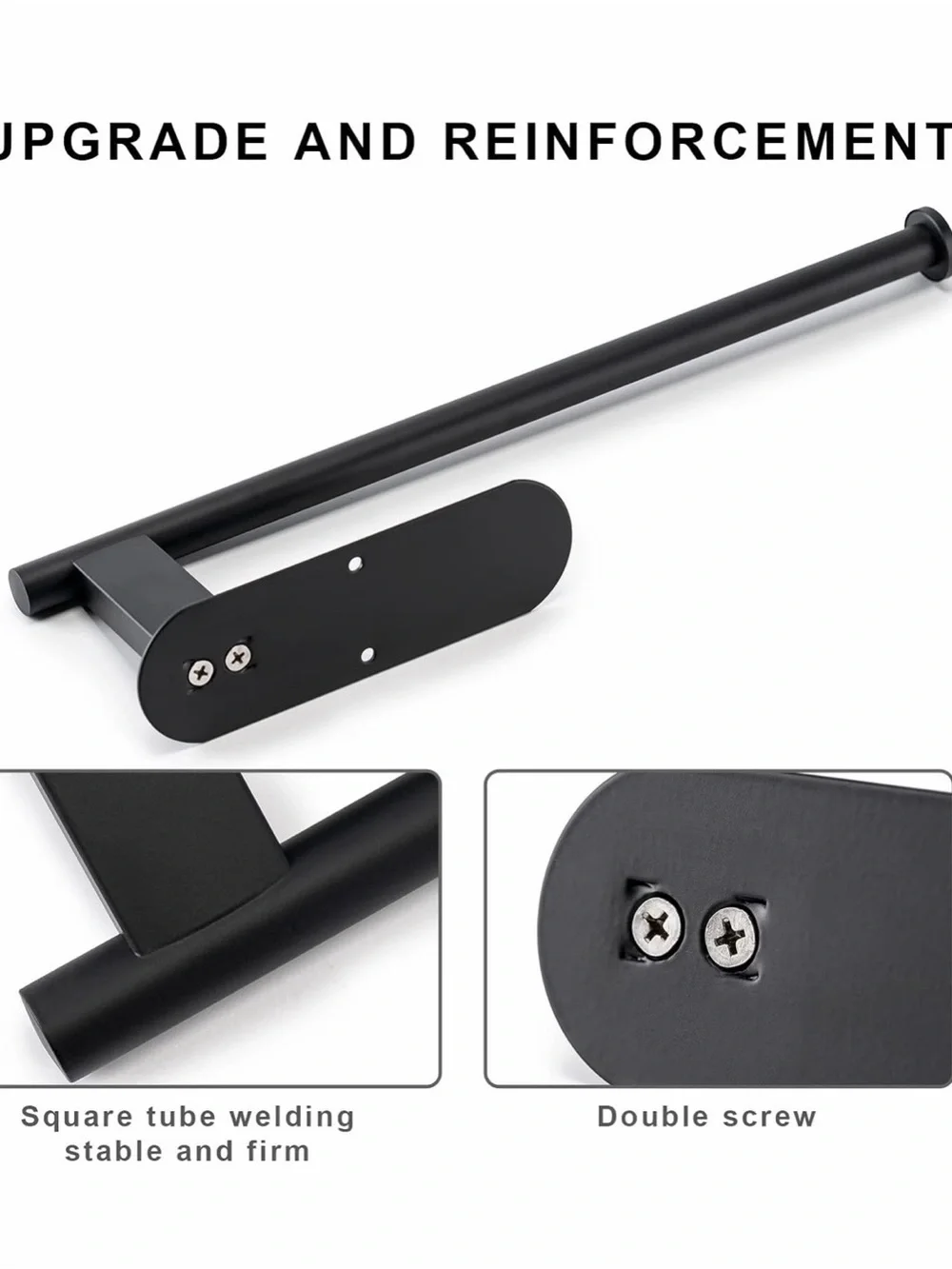 Honmein Under Cabinet Paper Towel Holder – Black Stainless Steel